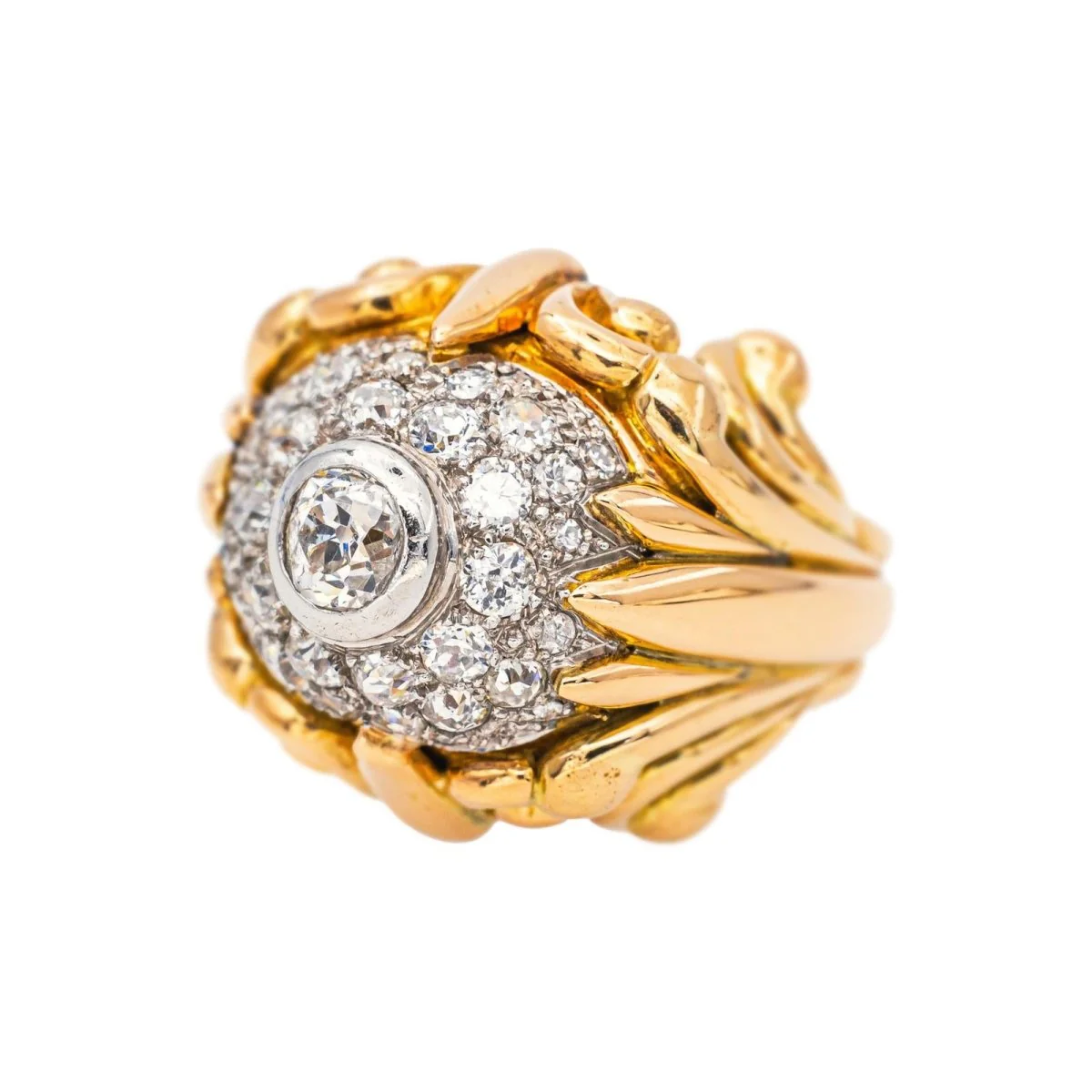 Bague Cocktail en or blanc, or jaune et diamants - Image 3