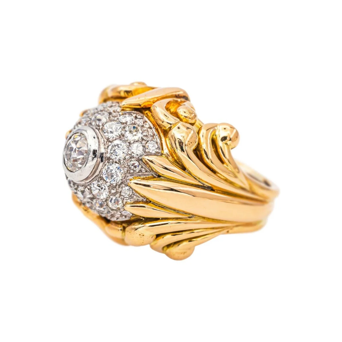Bague Cocktail en or blanc, or jaune et diamants - Image 4