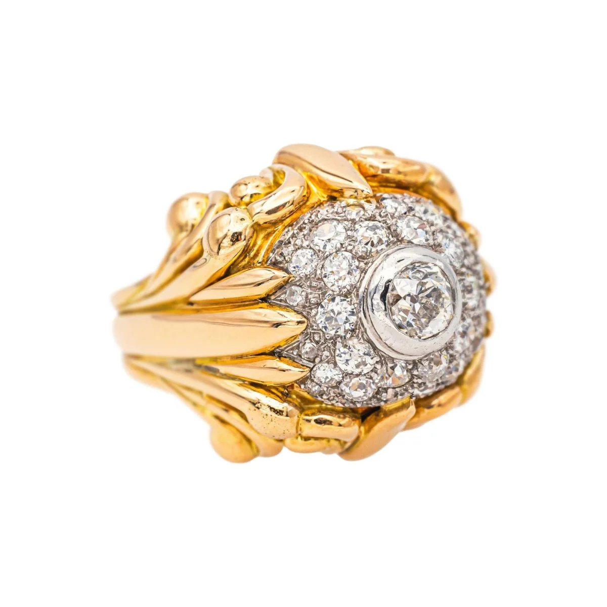 Bague Cocktail en or blanc, or jaune et diamants - Image 6