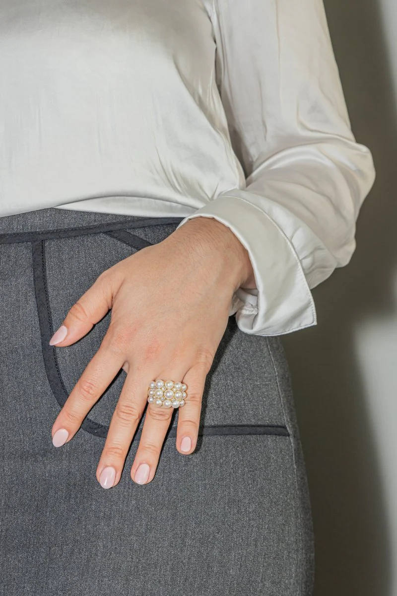 Bague Cocktail Or jaune Perle - Image 2