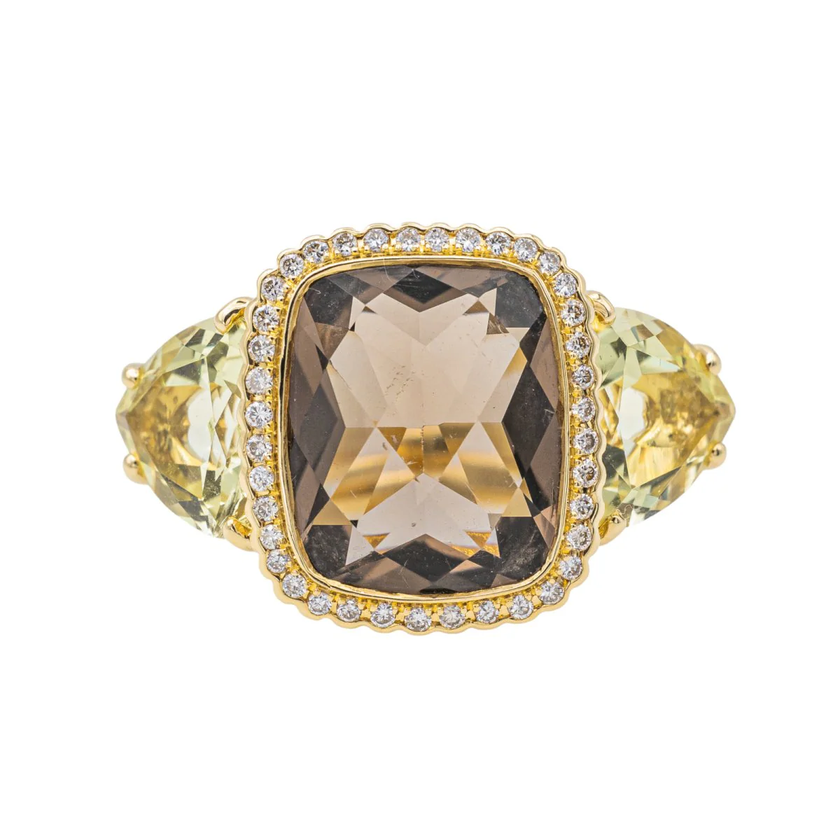 Bague Cocktail Or jaune Quartz fumé