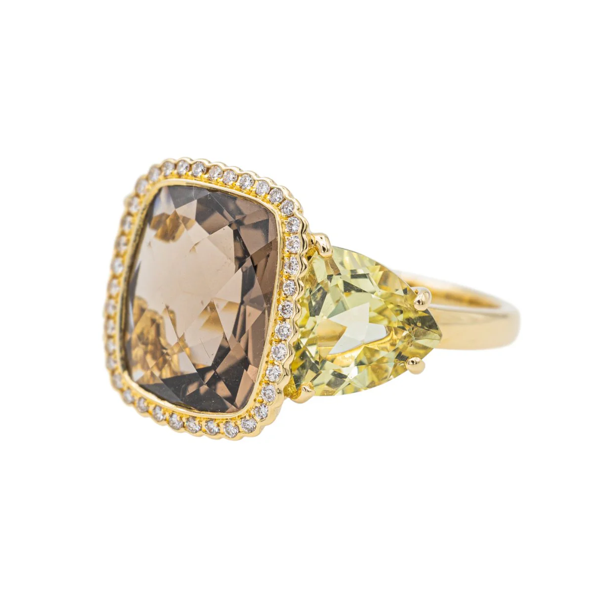 Bague Cocktail Or jaune Quartz fumé - Image 3