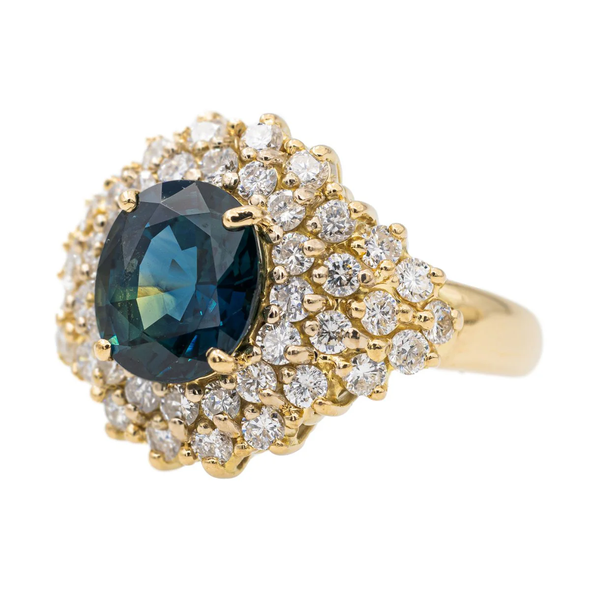 Bague Cocktail en or jaune, saphir et diamant - Image 3