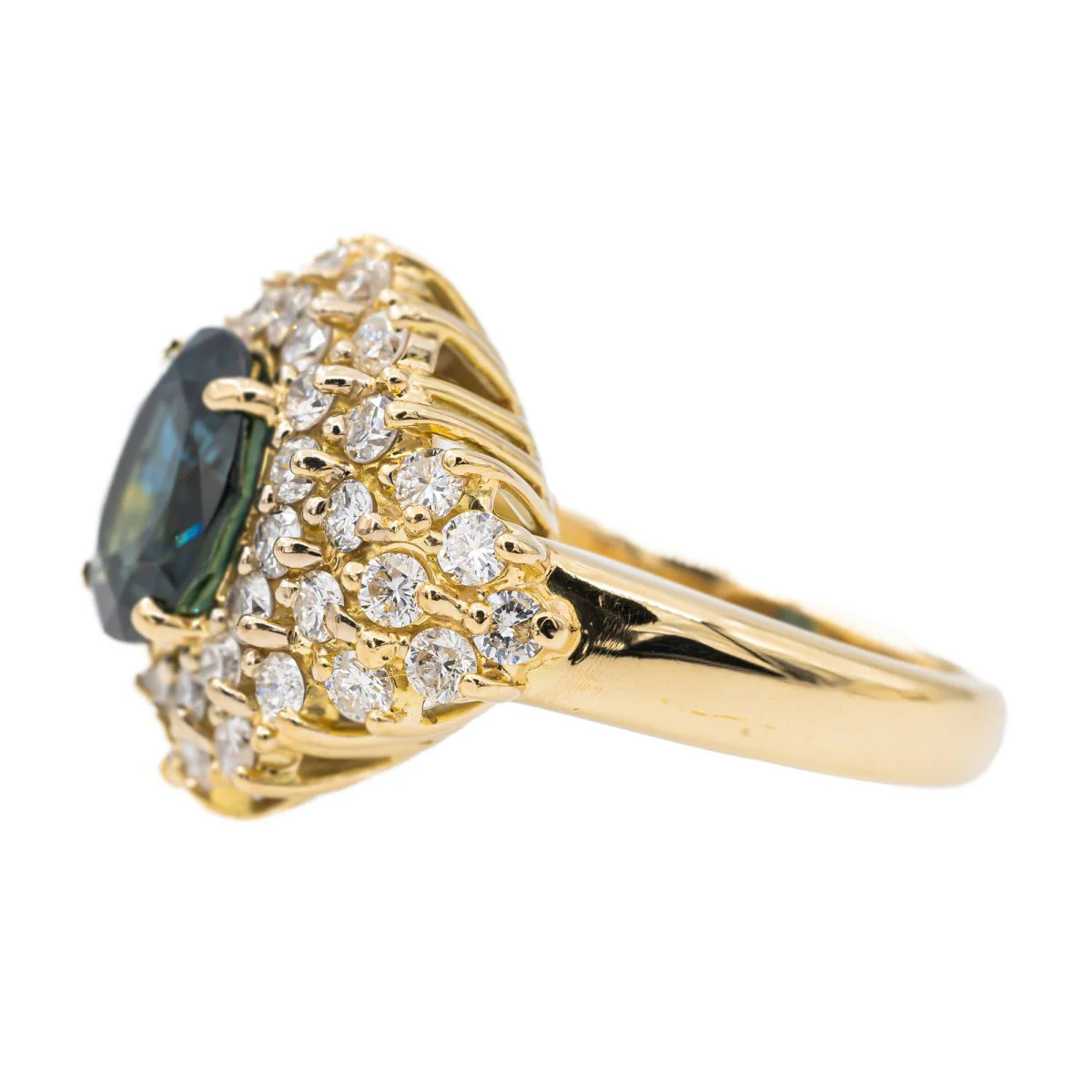 Bague Cocktail en or jaune, saphir et diamant - Image 4
