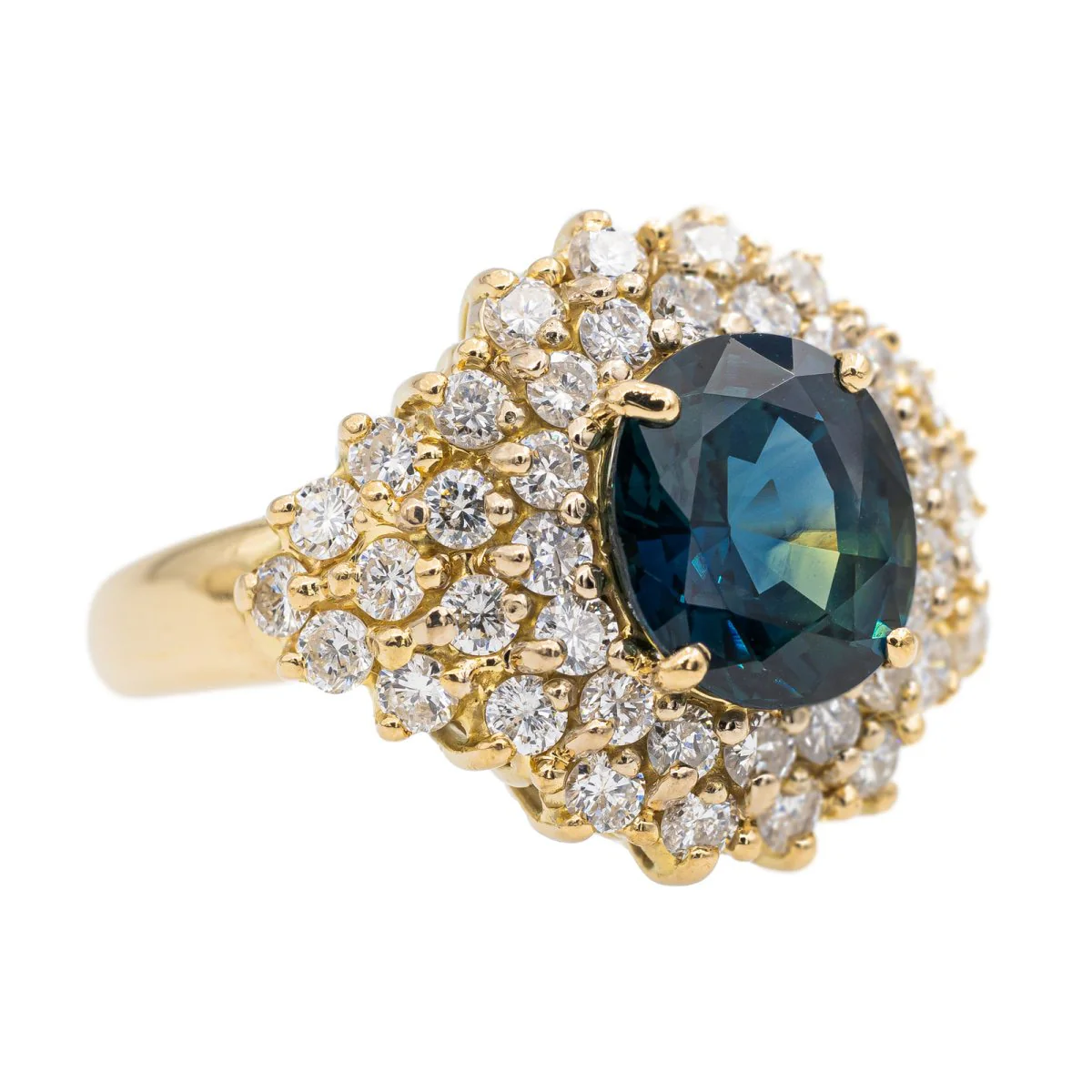 Bague Cocktail en or jaune, saphir et diamant - Image 7