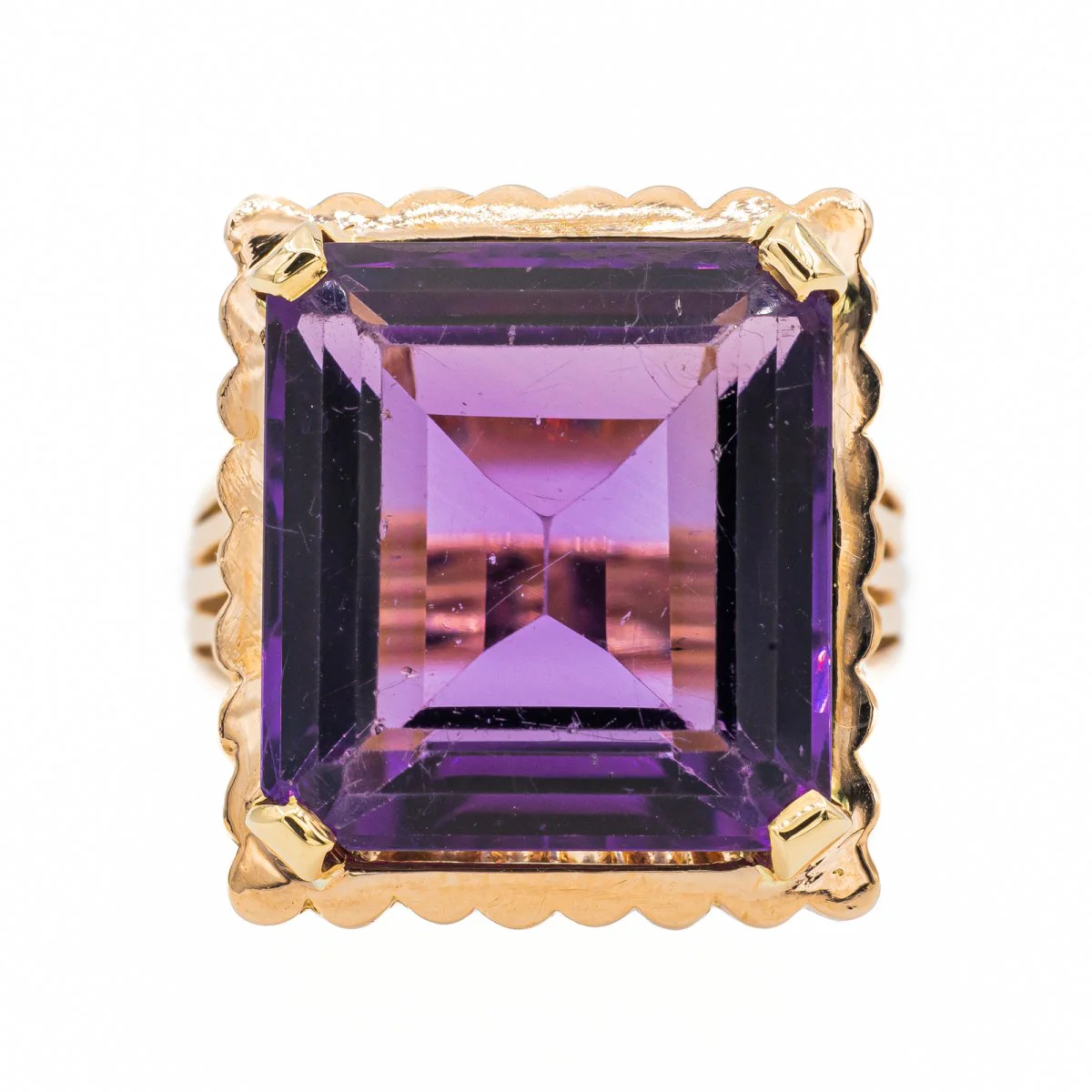 Bague Cocktail en Or rose et Améthyste