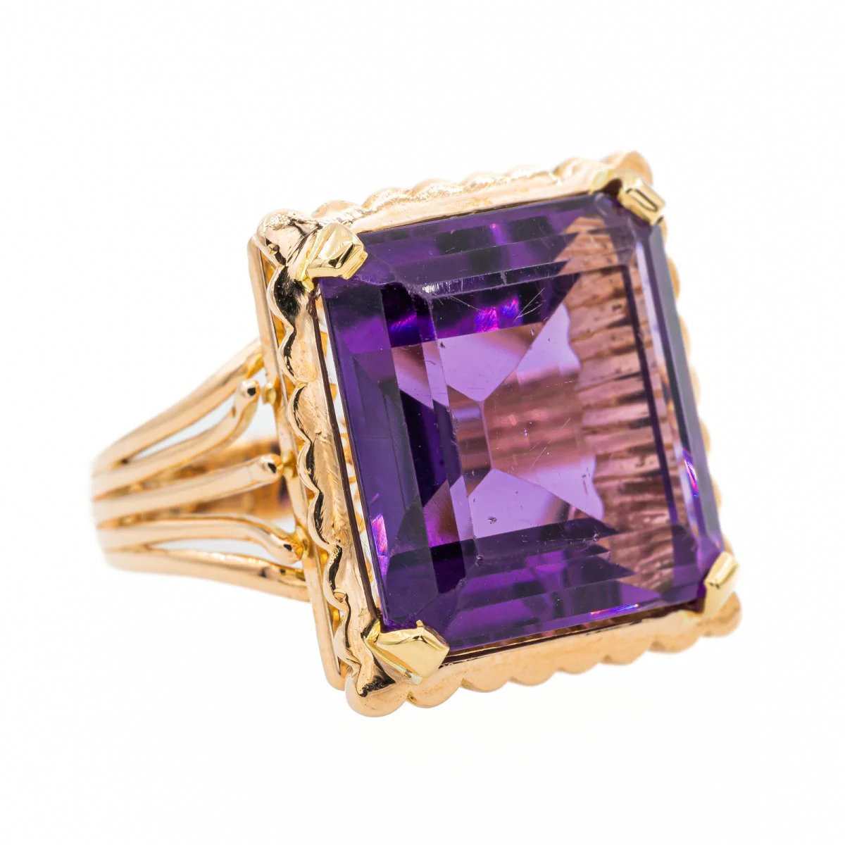 Bague Cocktail en Or rose et Améthyste - Image 6