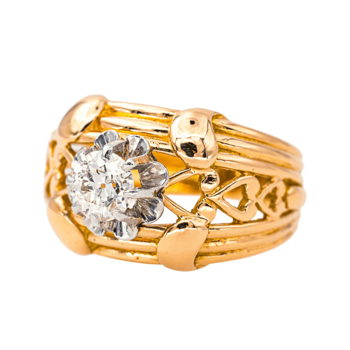 Bague Cocktail en or rose, platine et diamant - Image 3