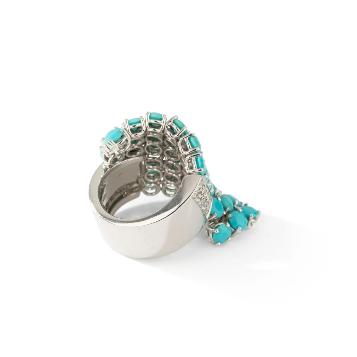 Bague Cocktail RINALDO GAVELLO en or blanc, turquoises et diamants - Image 3