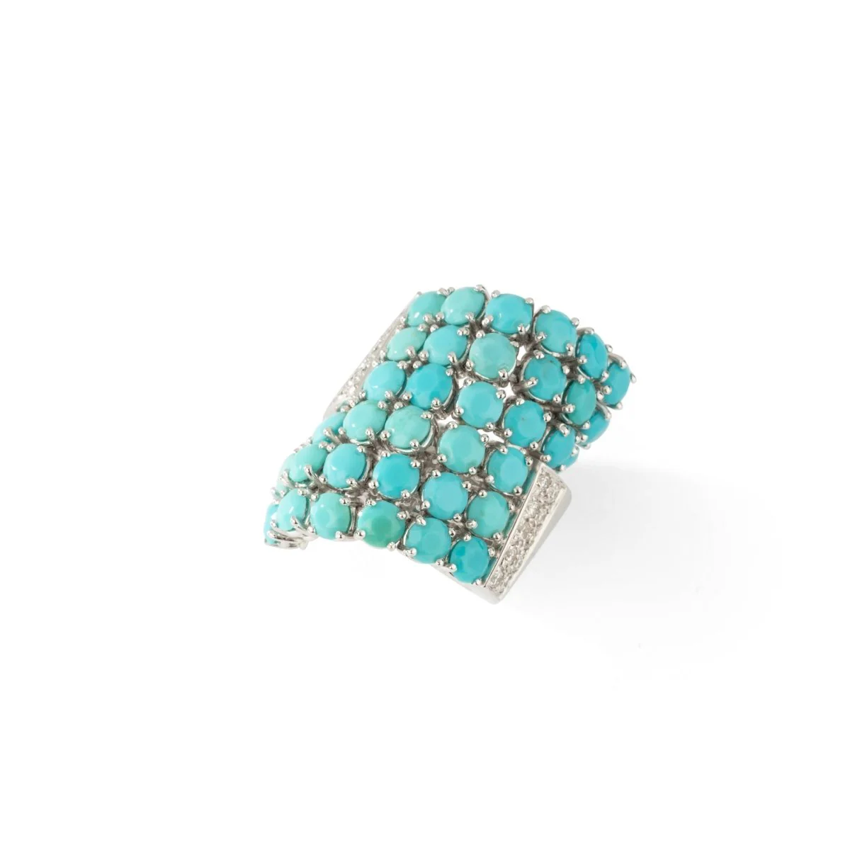 Bague Cocktail RINALDO GAVELLO en or blanc, turquoises et diamants - Image 6