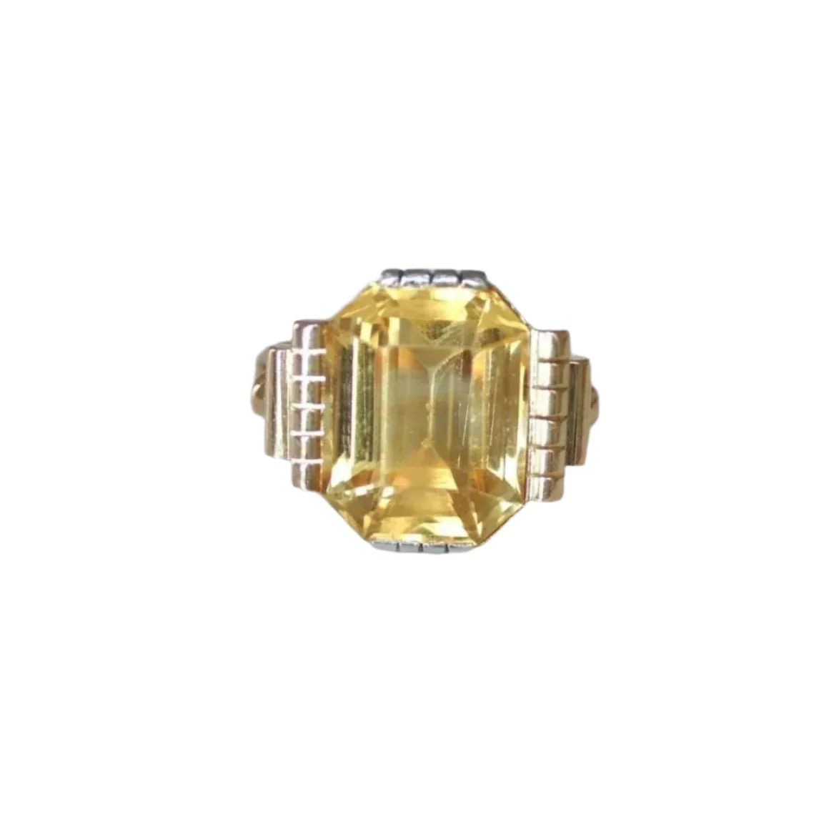 Bague Cocktail en or jaune, or blanc et citrine