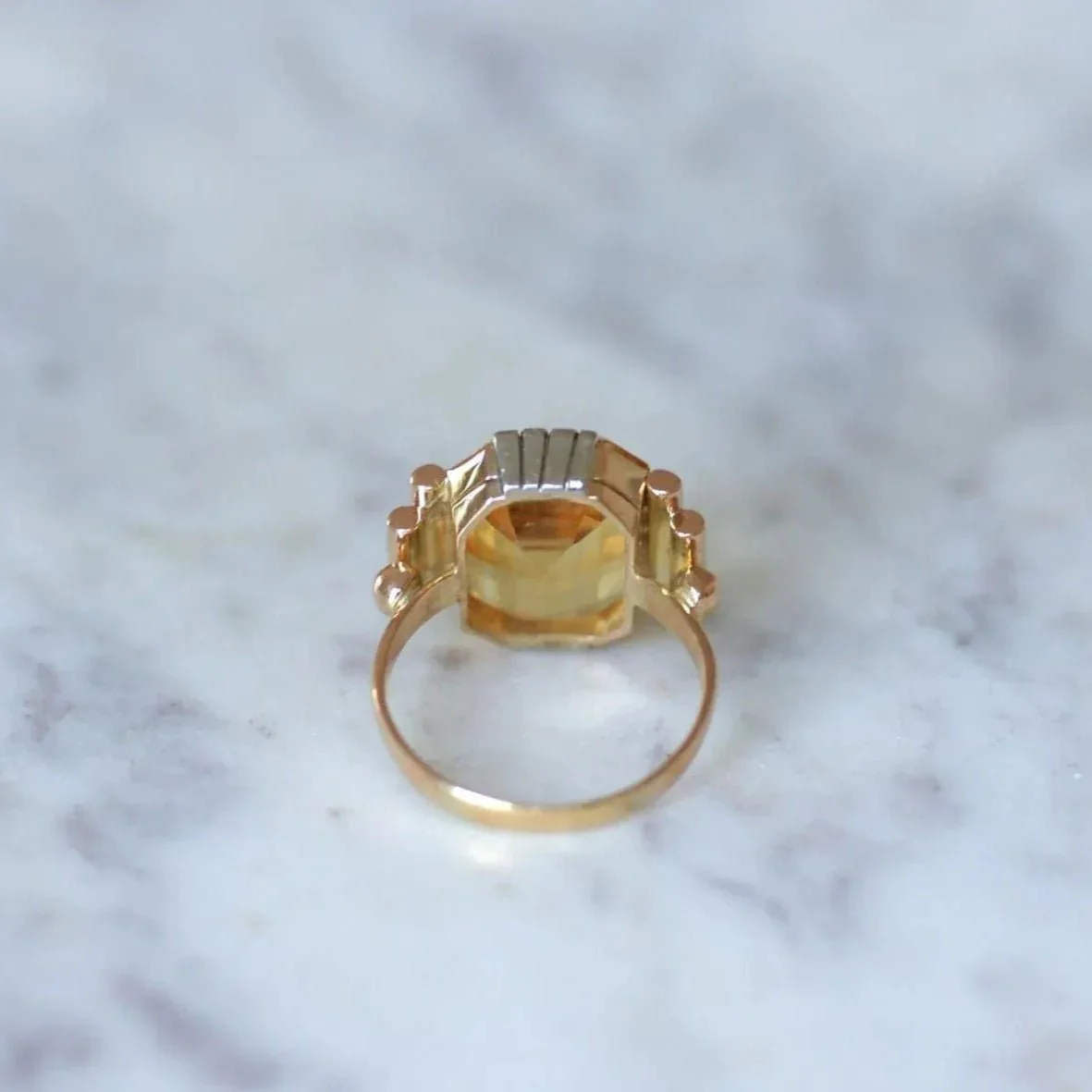 Bague Cocktail en or jaune, or blanc et citrine - Image 5
