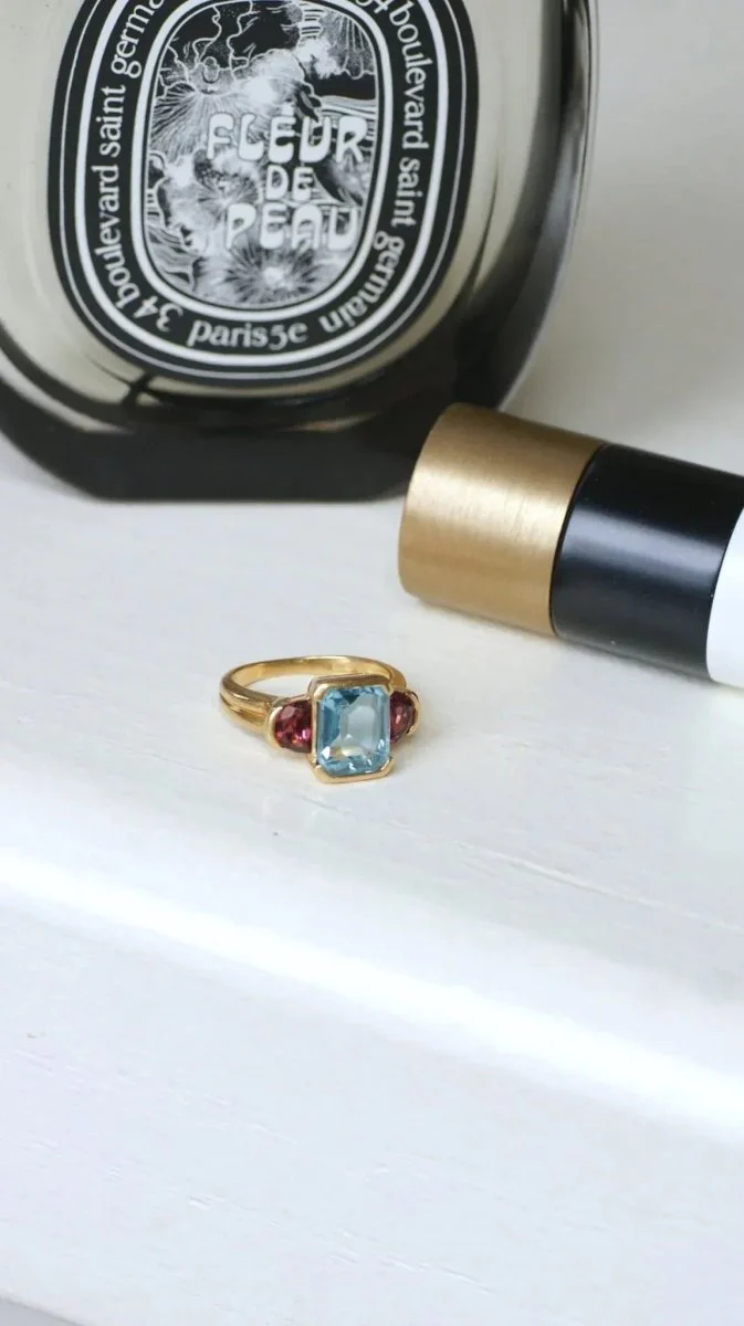 Bague Topaze et Grenats Or Jaune