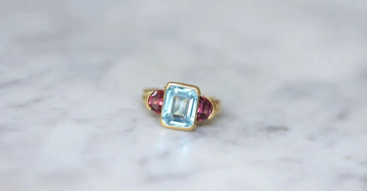 Bague Topaze et Grenats Or Jaune - Image 3