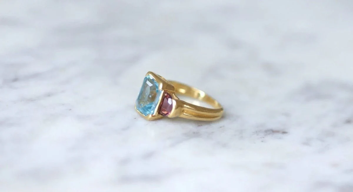 Bague Topaze et Grenats Or Jaune - Image 5