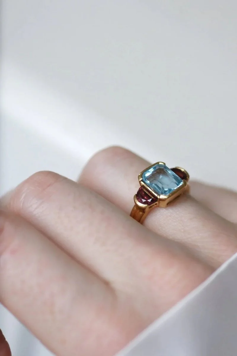 Bague Topaze et Grenats Or Jaune - Image 6