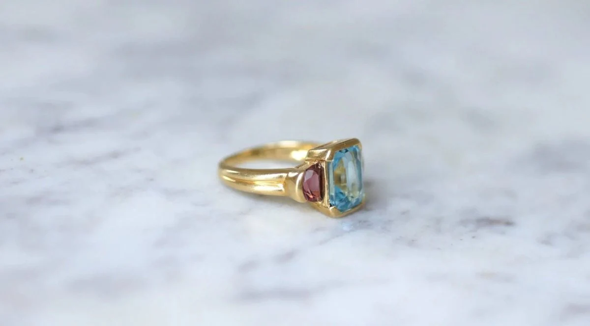 Bague Topaze et Grenats Or Jaune - Image 9