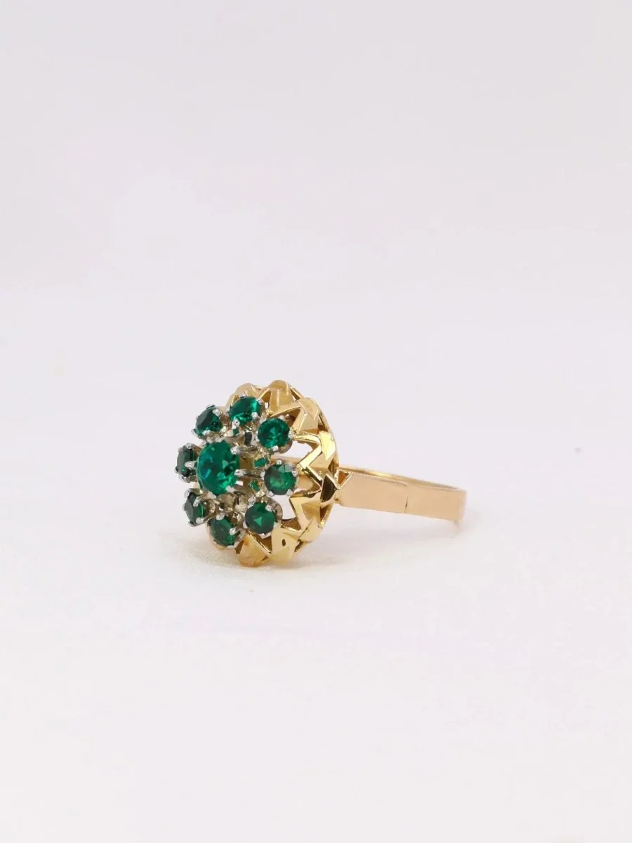 Bague étoile or jaune pierre verte - Image 3