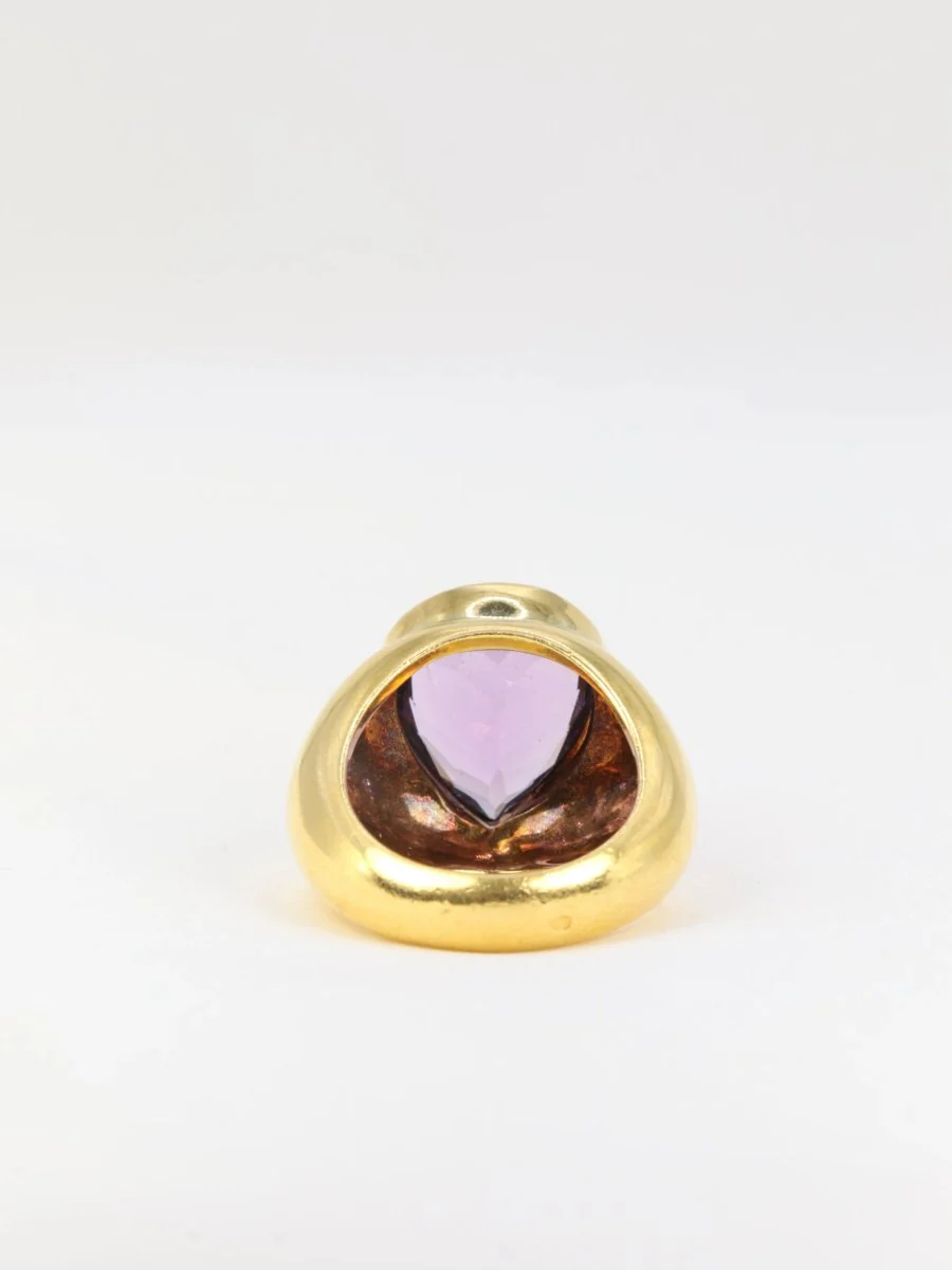 Bague cocktail vintage en or jaune et améthyste poire - Image 5