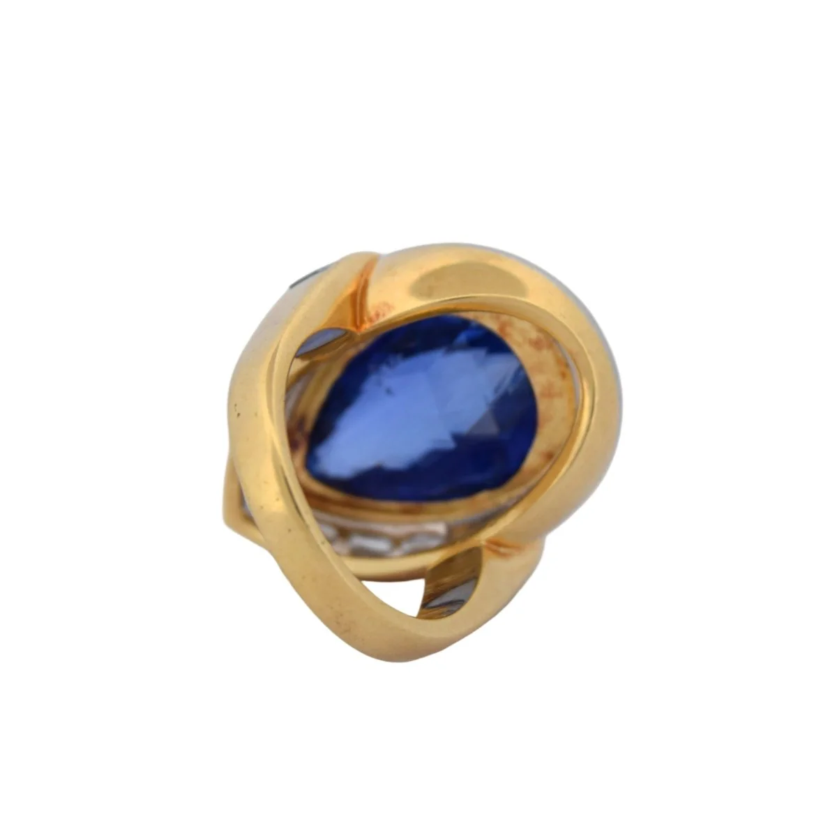 Bague Cocktail en or jaune, saphir, émeraude et diamants - Image 5