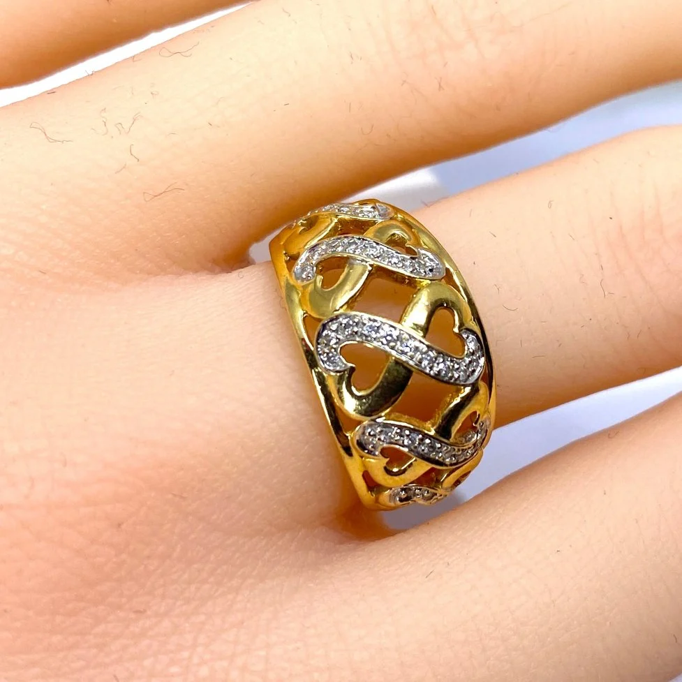 Bague Jonc en or jaune et diamants - Image 2