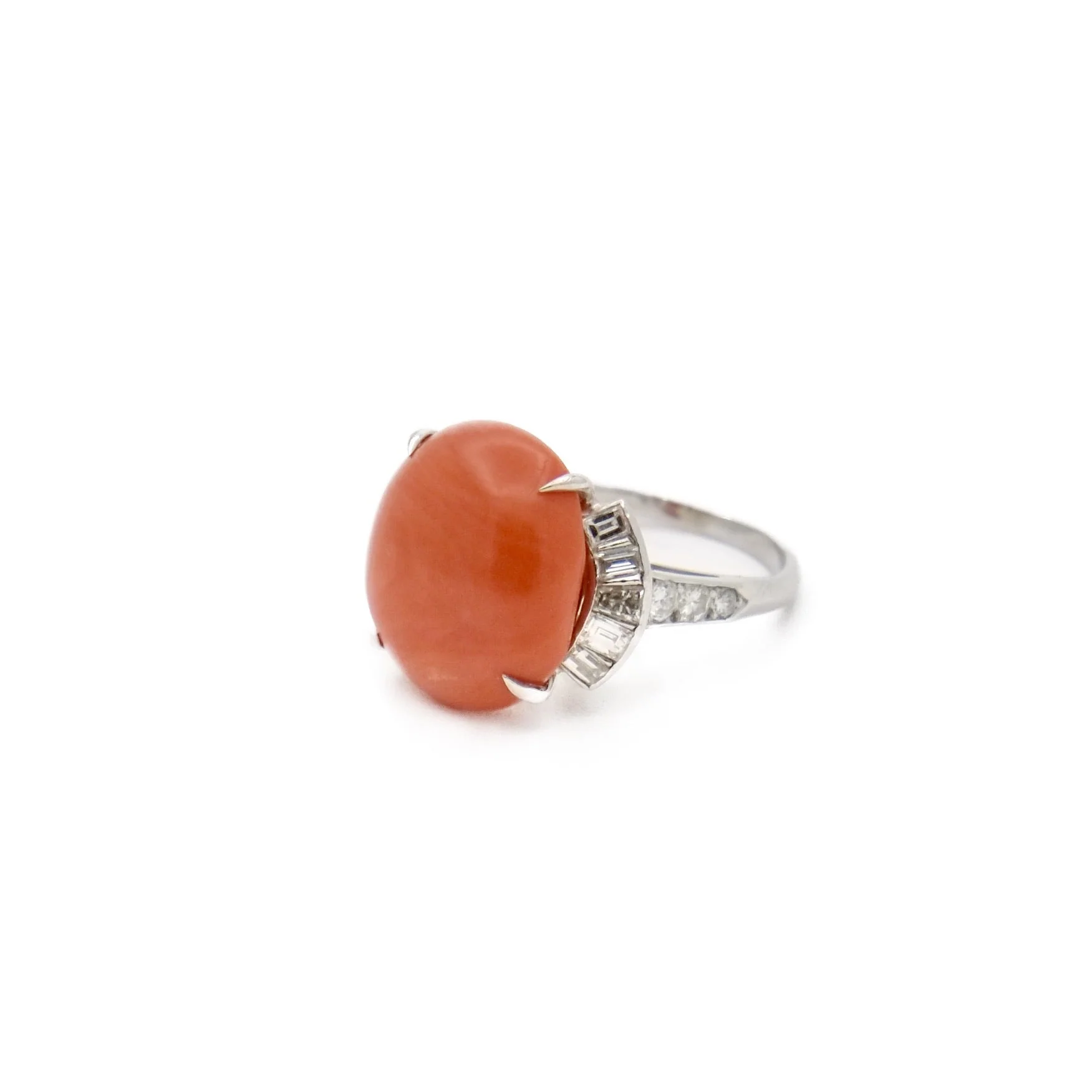 Bague en platine et corail - Image 3