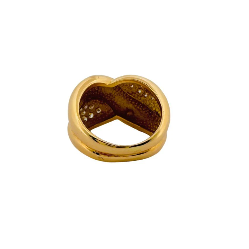 Bague Jonc croisée en or jaune et diamants - Image 3