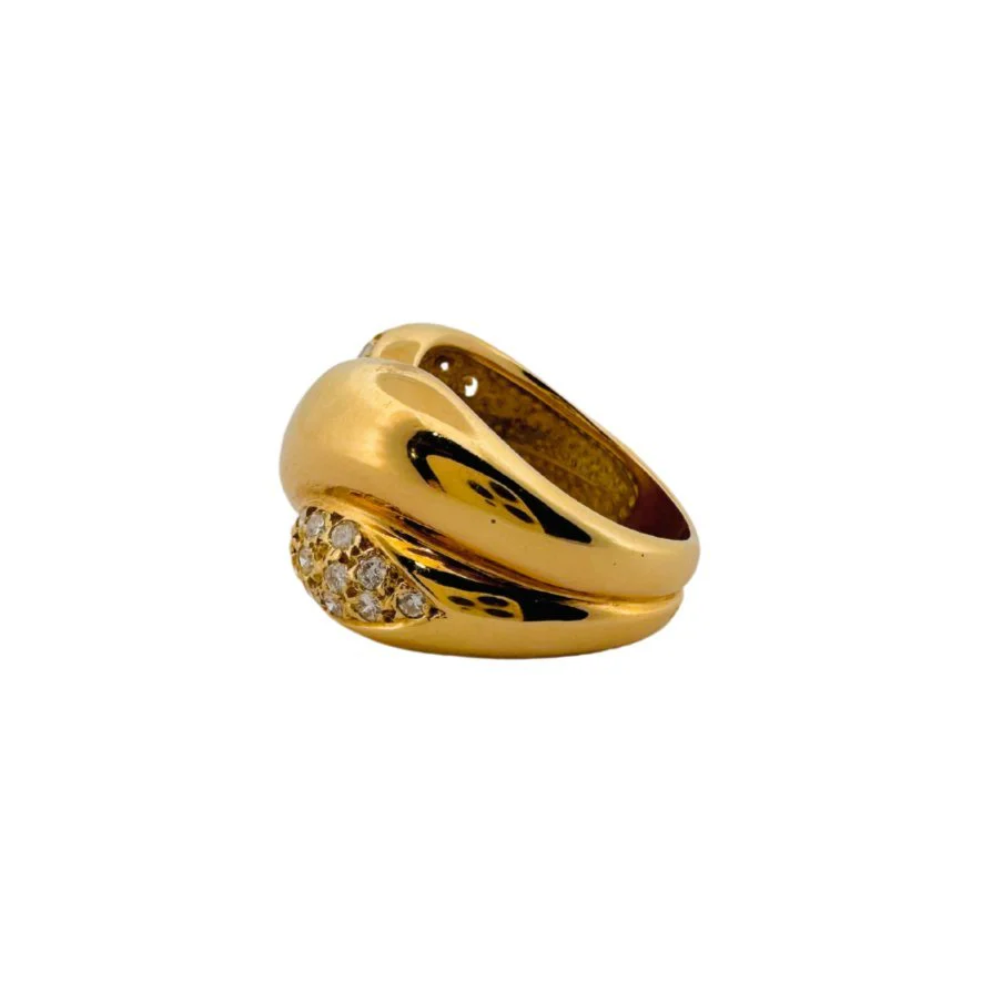 Bague Jonc croisée en or jaune et diamants - Image 4