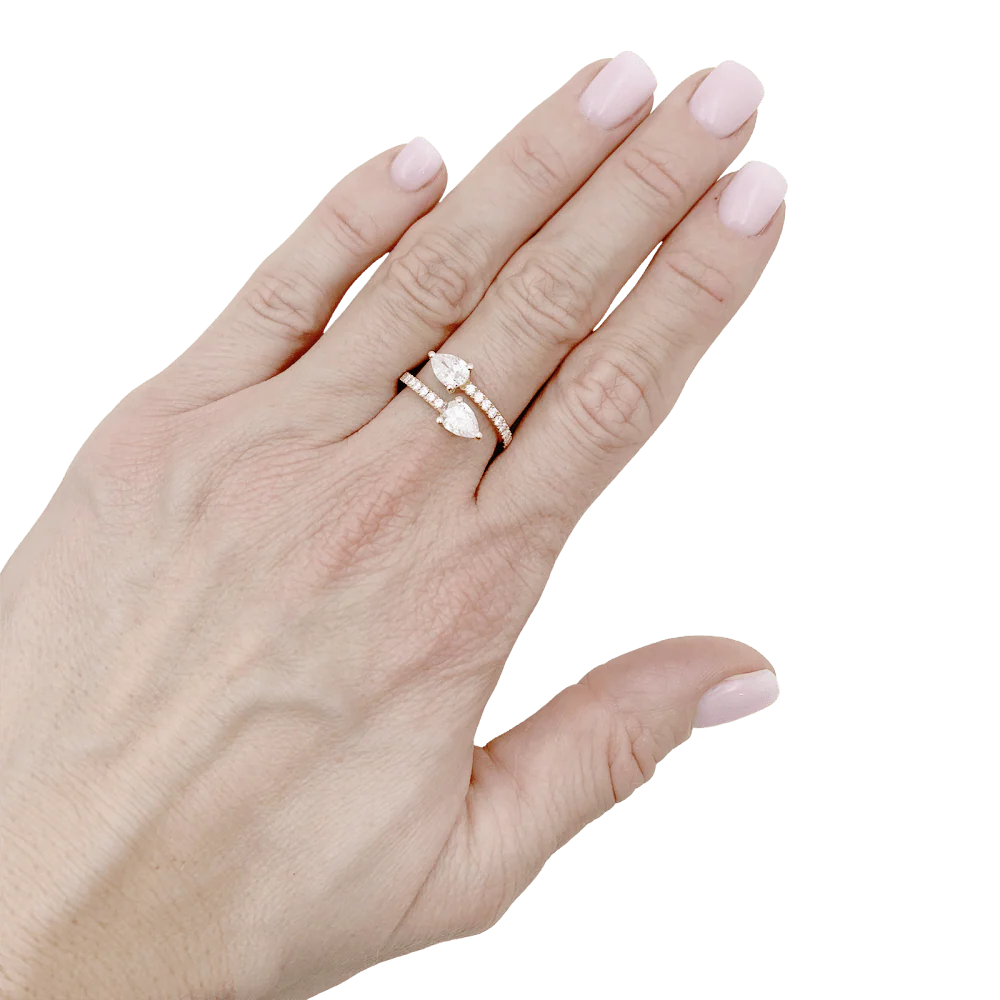 Bague Toi & Moi en or jaune et diamants - Image 2