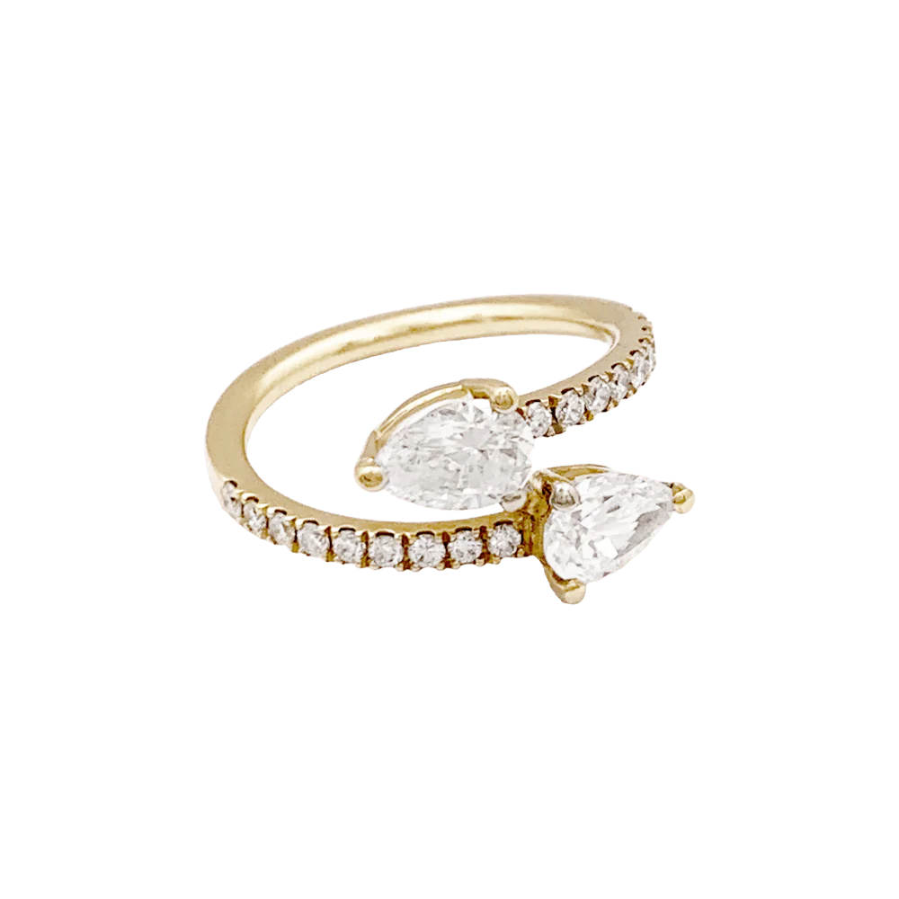 Bague Toi & Moi en or jaune et diamants - Image 4