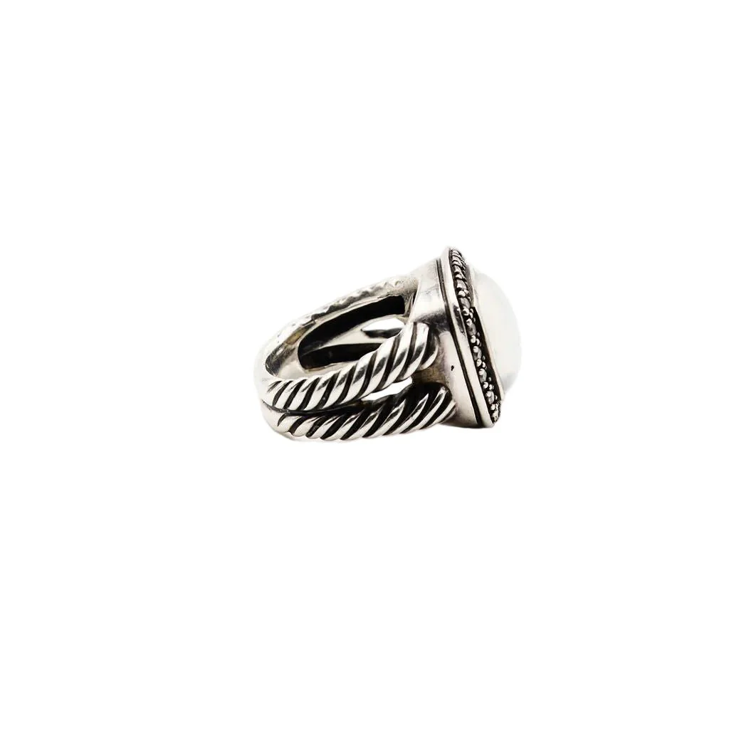 Bague DAVID YURMAN "Albion" en argent, nacre et diamants - Image 3