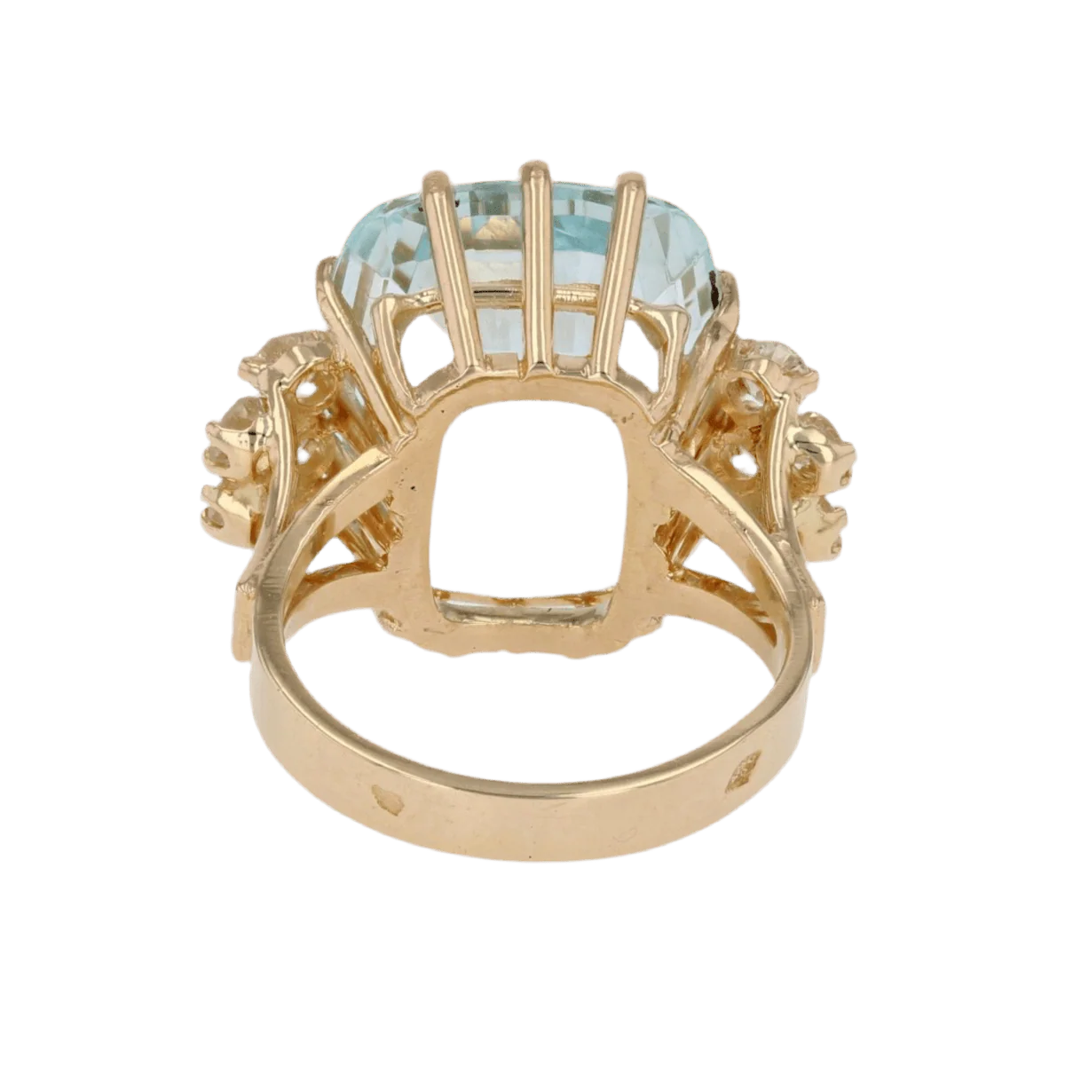 Bague Cocktail en or jaune, aigue-marine et diamants - Image 4