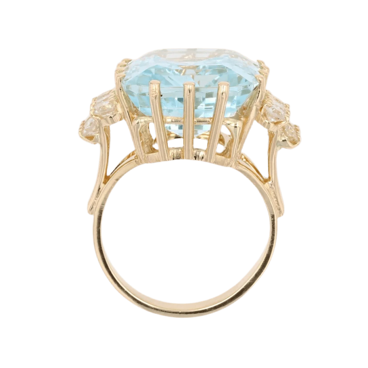 Bague Cocktail en or jaune, aigue-marine et diamants - Image 6