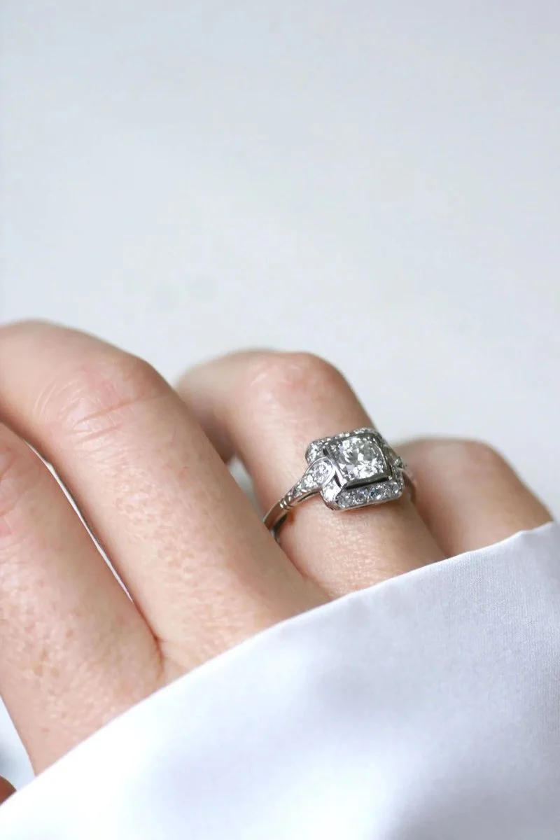 Bague Art Deco Carrée Diamants 1,45 Cts - Image 2