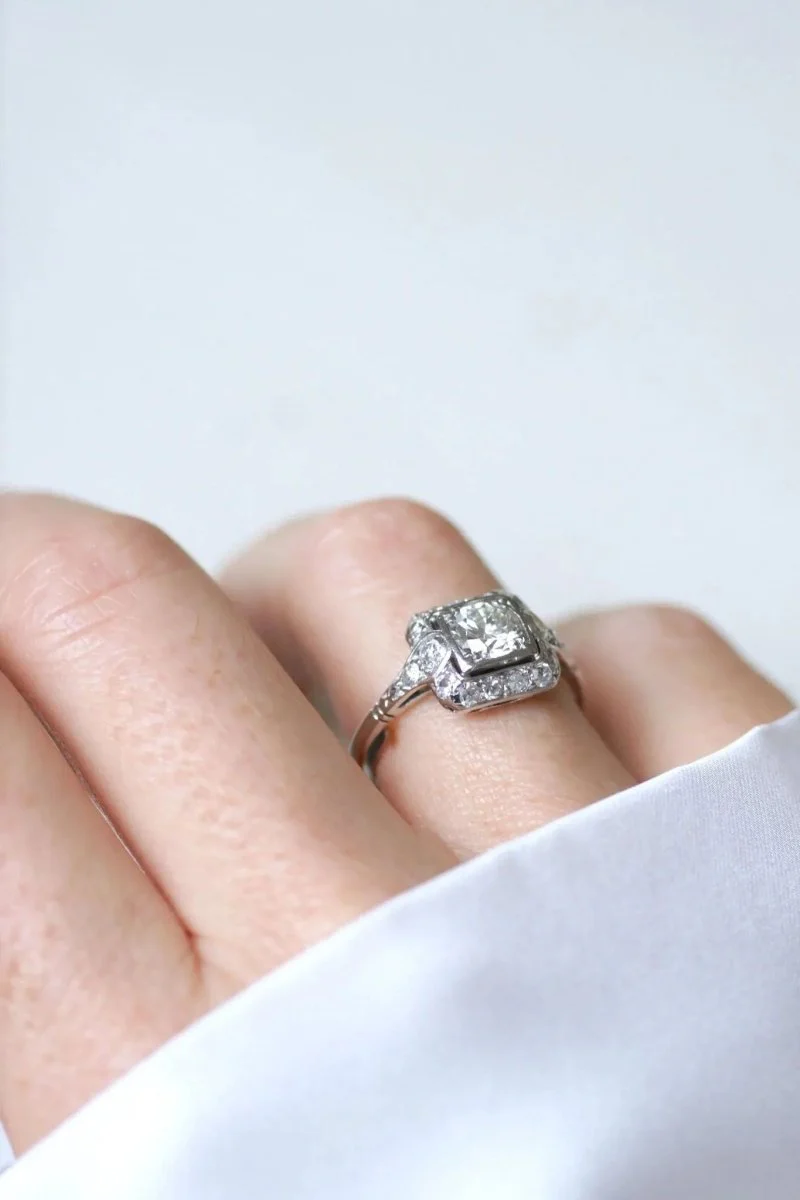 Bague Art Deco Carrée Diamants 1,45 Cts - Image 4