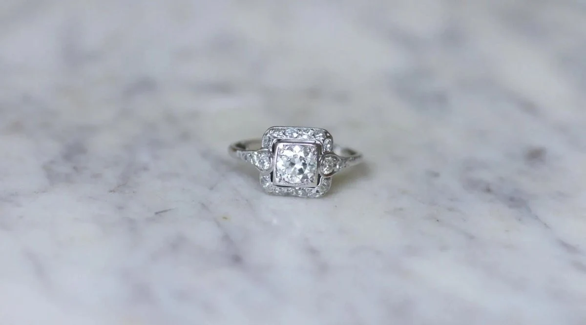 Bague Art Deco Carrée Diamants 1,45 Cts - Image 5