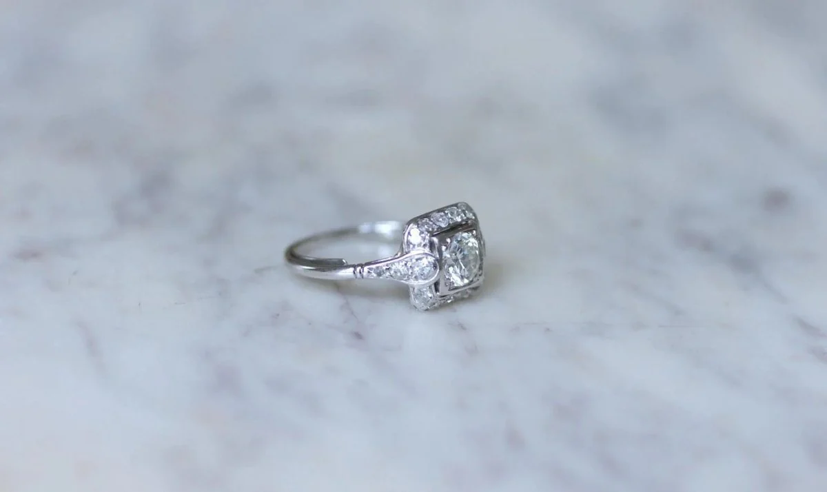 Bague Art Deco Carrée Diamants 1,45 Cts - Image 9
