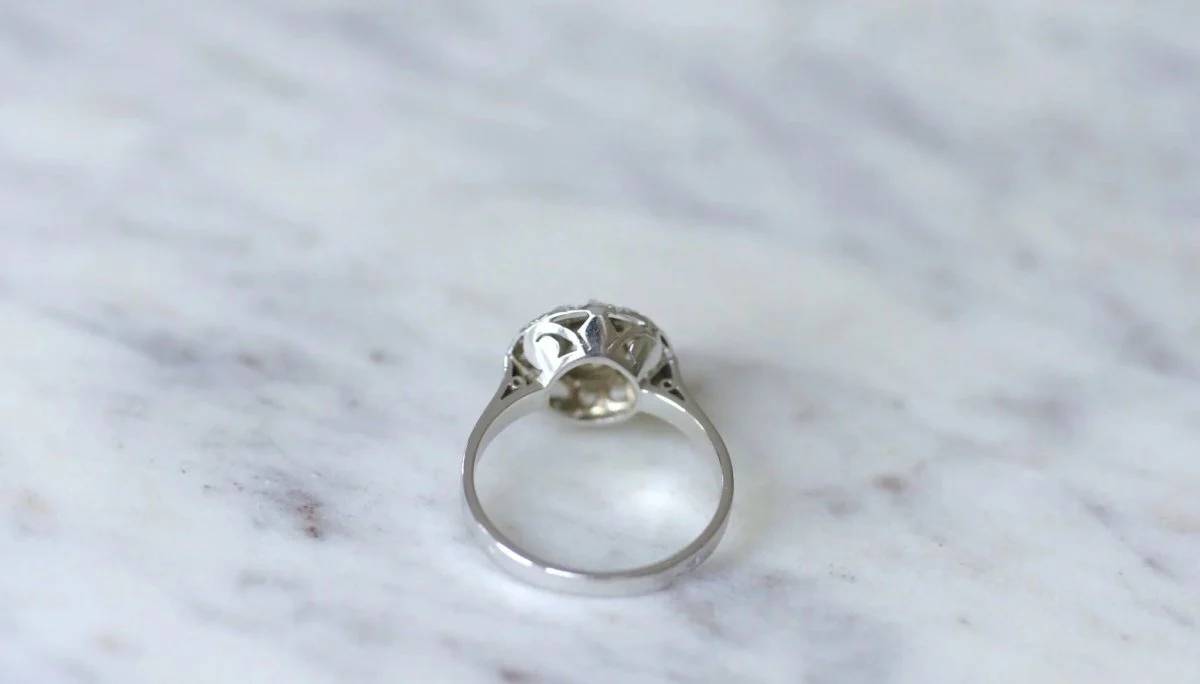 Bague cible ronde Art Déco diamants - Image 6