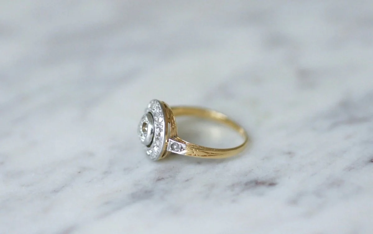 Bague cible ronde diamants - Image 5