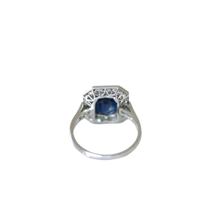 Bague Art Deco en platine, saphir et diamants - Image 4