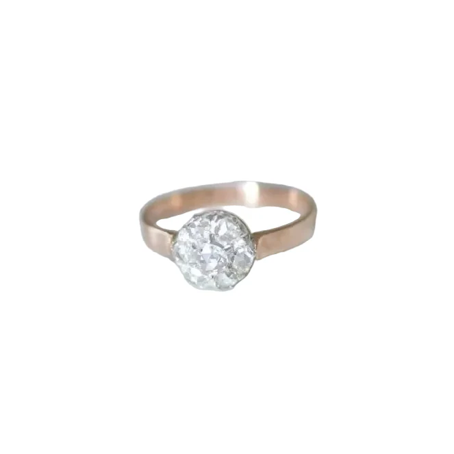 Bague marguerite diamants sur or rose