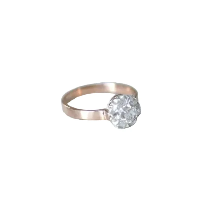 Bague marguerite diamants sur or rose - Image 3