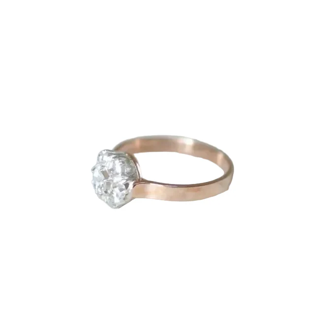 Bague marguerite diamants sur or rose - Image 6