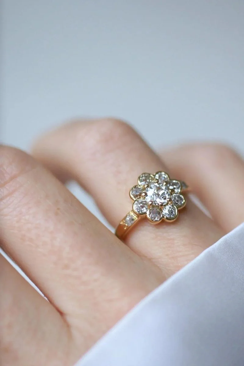 Bague Marguerite Diamants 1.80 Cts Or jaune - Image 4