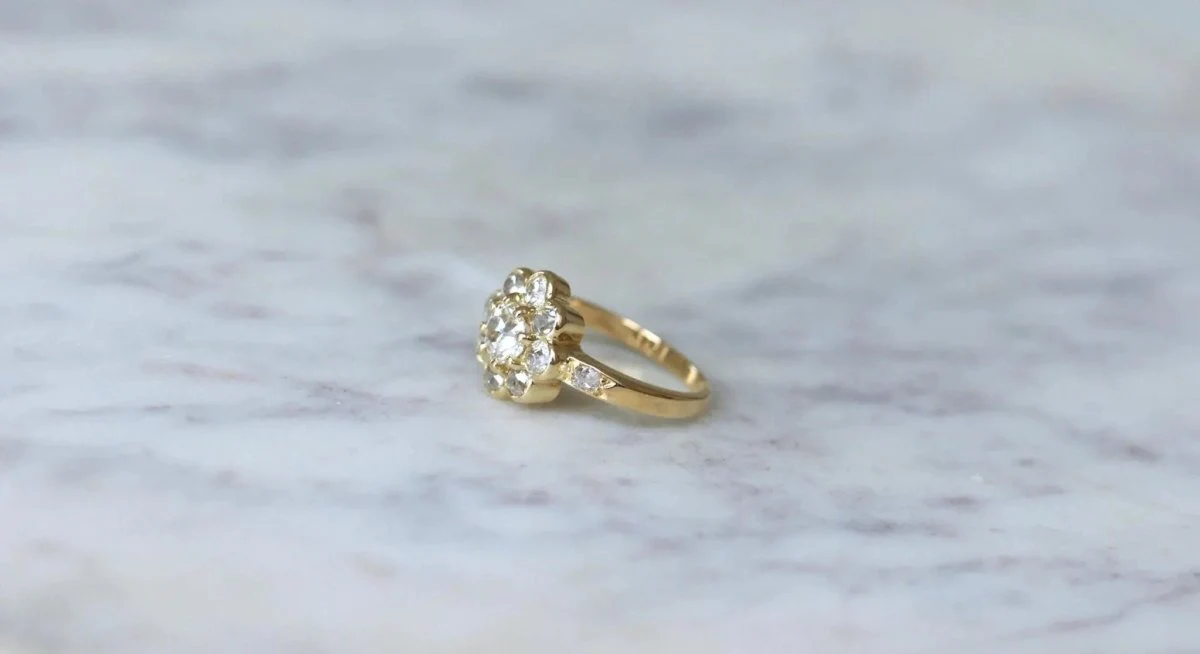 Bague Marguerite Diamants 1.80 Cts Or jaune - Image 5
