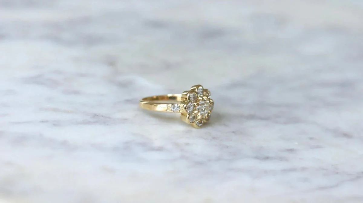 Bague Marguerite Diamants 1.80 Cts Or jaune - Image 7