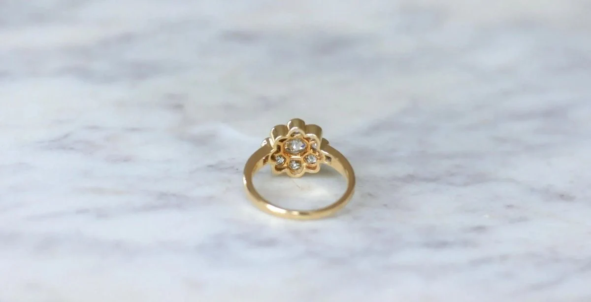 Bague Marguerite Diamants 1.80 Cts Or jaune - Image 9