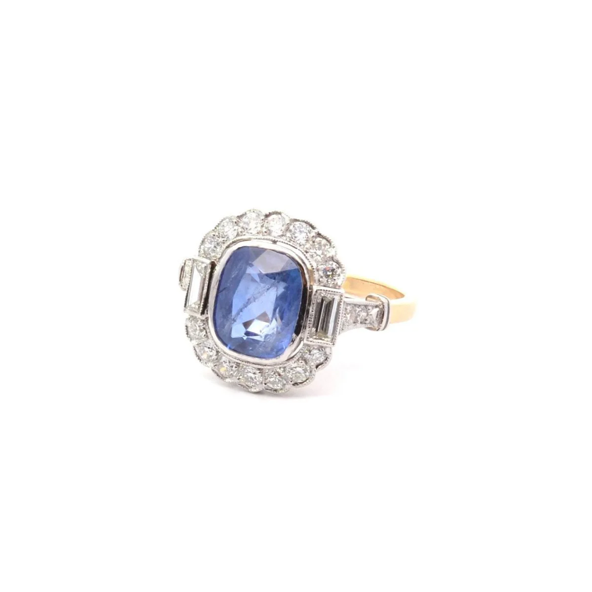 Bague Marguerite en or jaune, saphir et diamants - Image 2