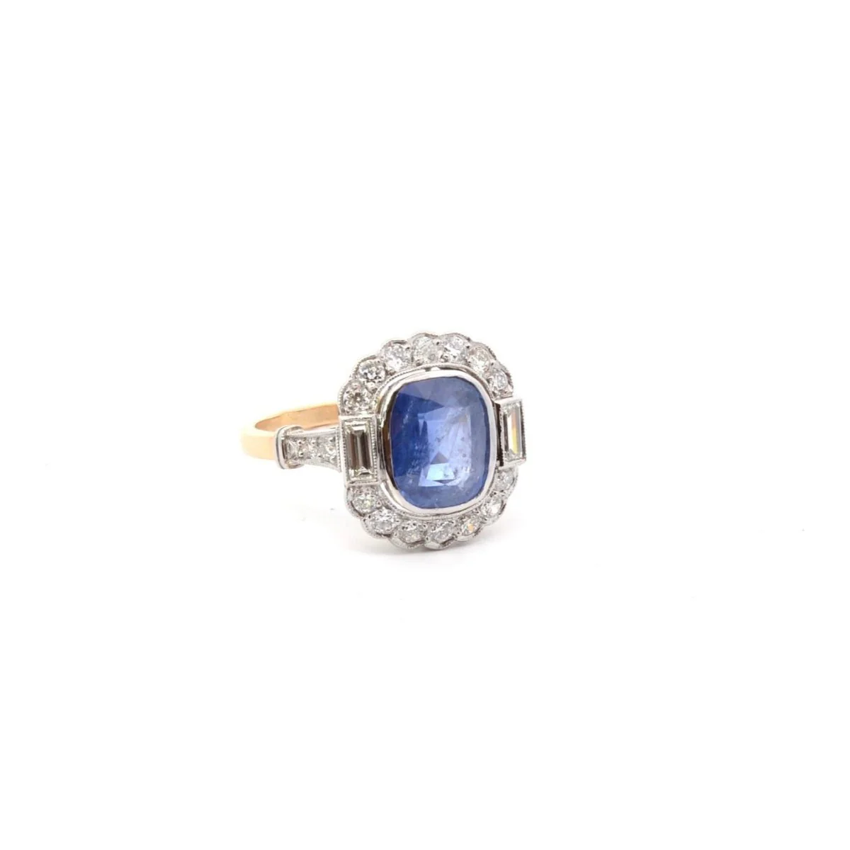Bague Marguerite en or jaune, saphir et diamants - Image 3