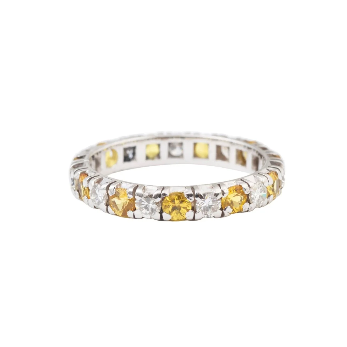 Bague Alliance en or blanc, saphirs et diamants
